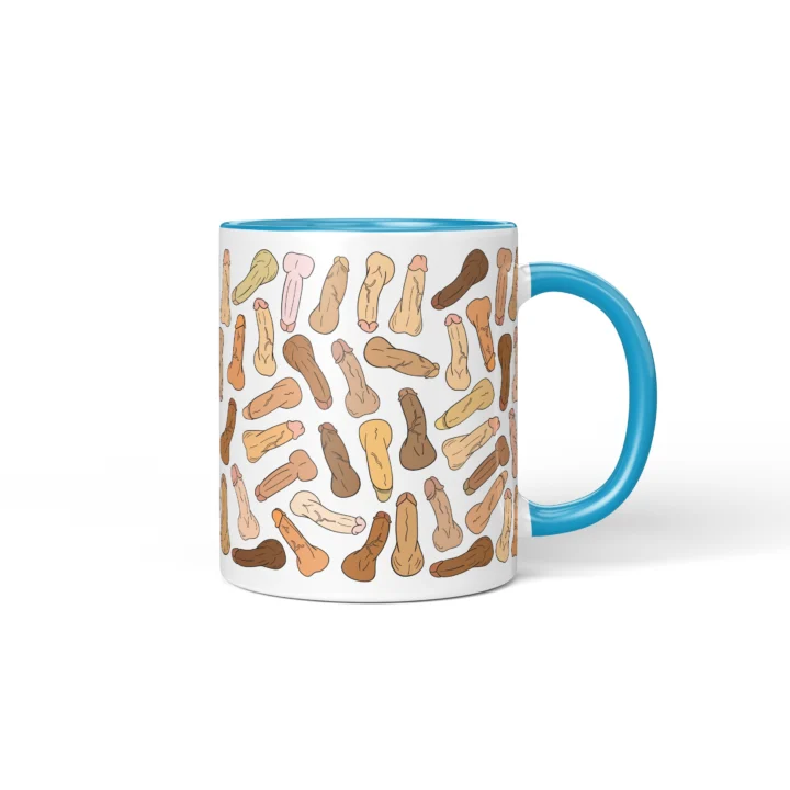 Classic Penis Mug - Cheeky Anatomy Art Gift - Blue mug mockup