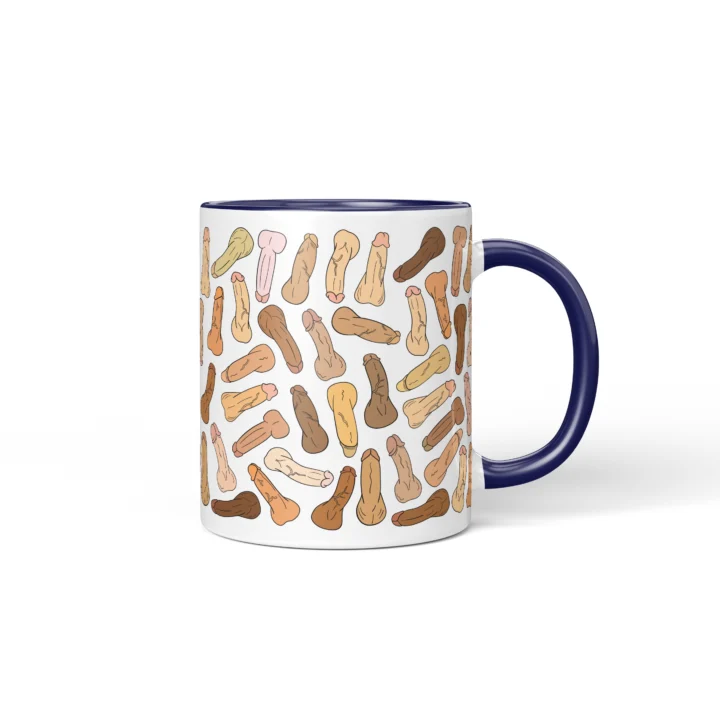 Classic Penis Mug - Cheeky Anatomy Art Gift - Dark Blue mug mockup