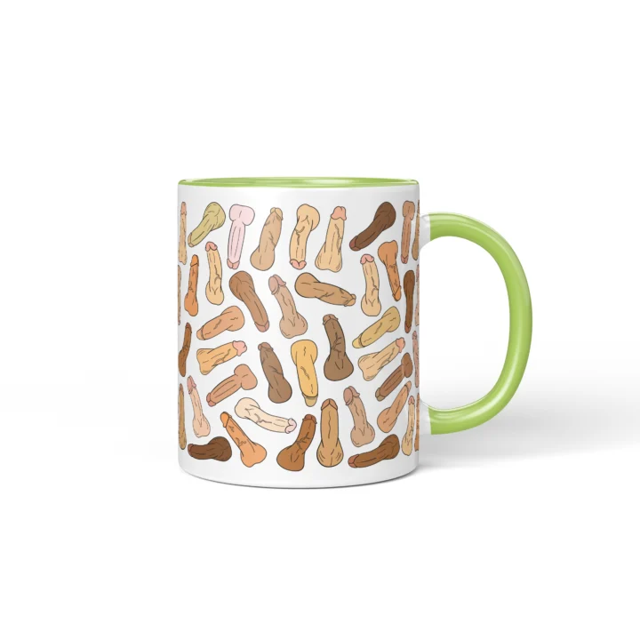 Classic Penis Mug - Cheeky Anatomy Art Gift - Green mug mockup