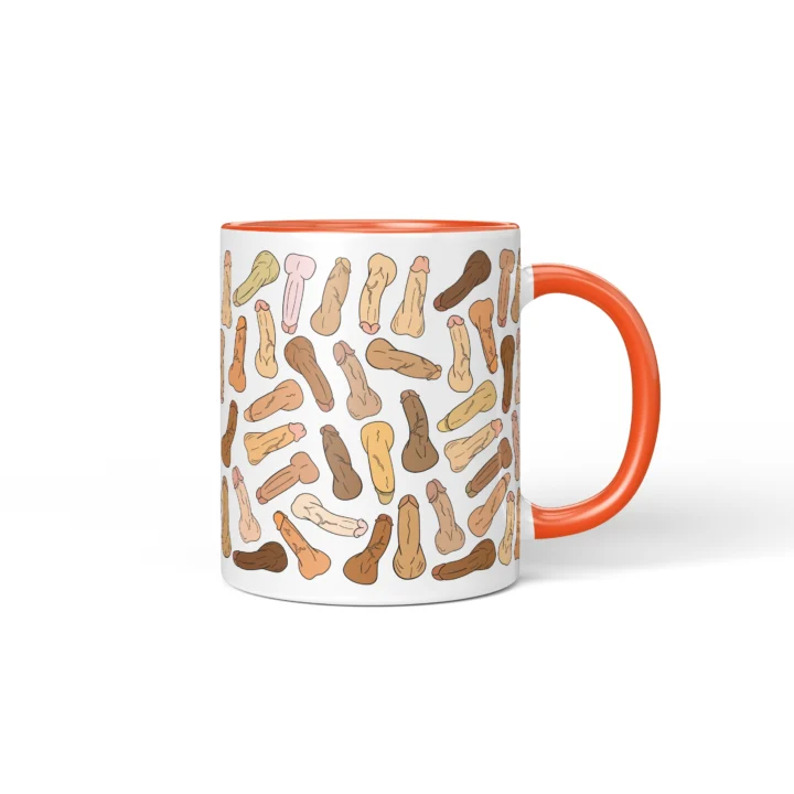 Classic Penis Mug - Cheeky Anatomy Art Gift - Orange mug mockup