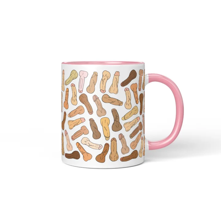 Classic Penis Mug - Cheeky Anatomy Art Gift - Pink mug mockup
