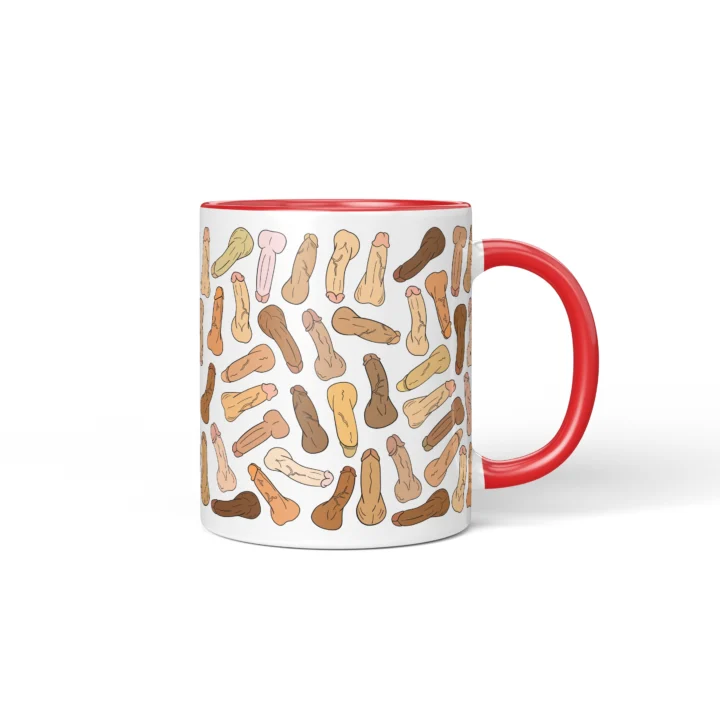 Classic Penis Mug - Cheeky Anatomy Art Gift - Red mug mockup