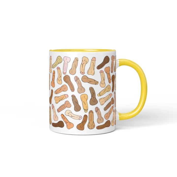 Classic Penis Mug - Cheeky Anatomy Art Gift - Yellow mug mockup