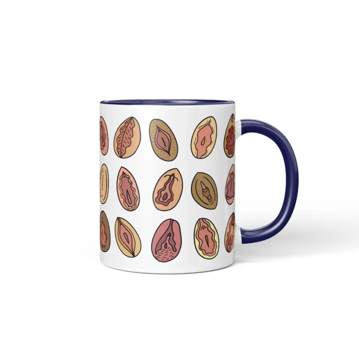 Classic Vagina Mug - Cheeky Vulva Art Gift - Dark Blue mug mockup