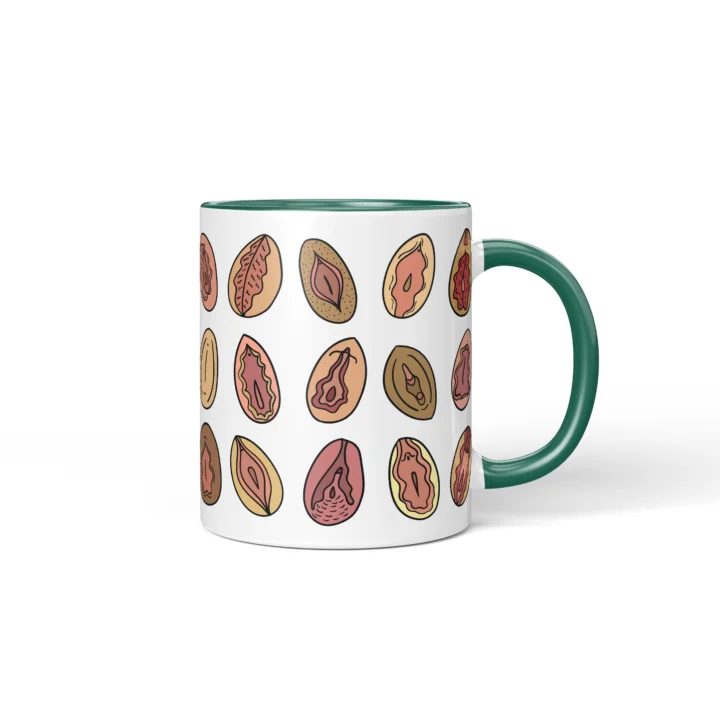 Classic Vagina Mug - Cheeky Vulva Art Gift - Dark Green mug mockup