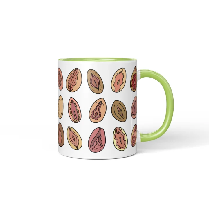 Classic Vagina Mug - Cheeky Vulva Art Gift - Green mug mockup