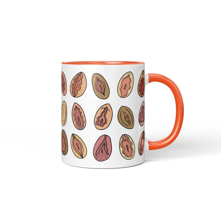Classic Vagina Mug - Cheeky Vulva Art Gift - Orange mug mockup
