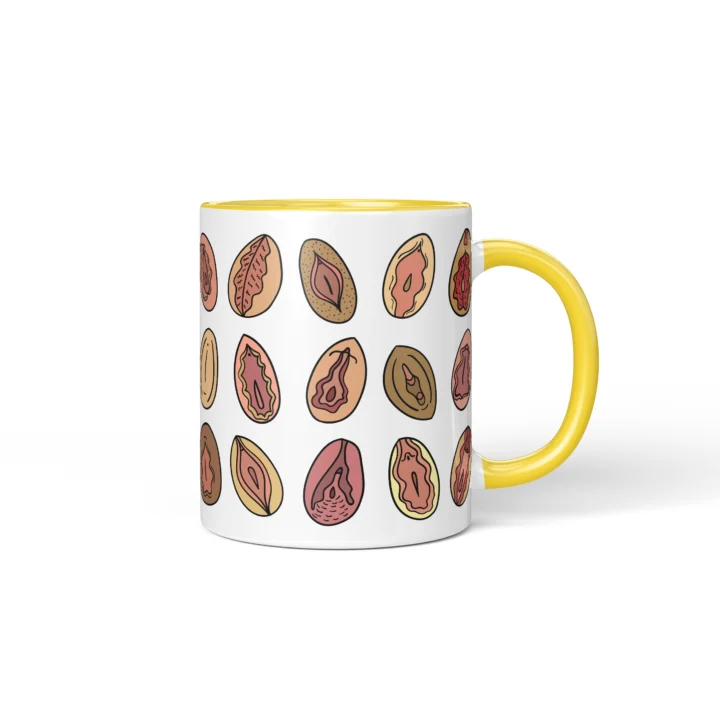 Classic Vagina Mug - Cheeky Vulva Art Gift - Yellow mug mockup
