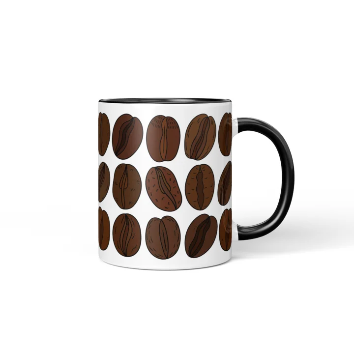 Coffee Bean Vagina Mug - Funny Coffee Lover Gift - Black mug mockup