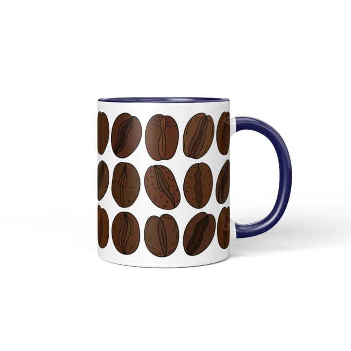 Coffee Bean Vagina Mug - Funny Coffee Lover Gift - Dark Blue mug mockup