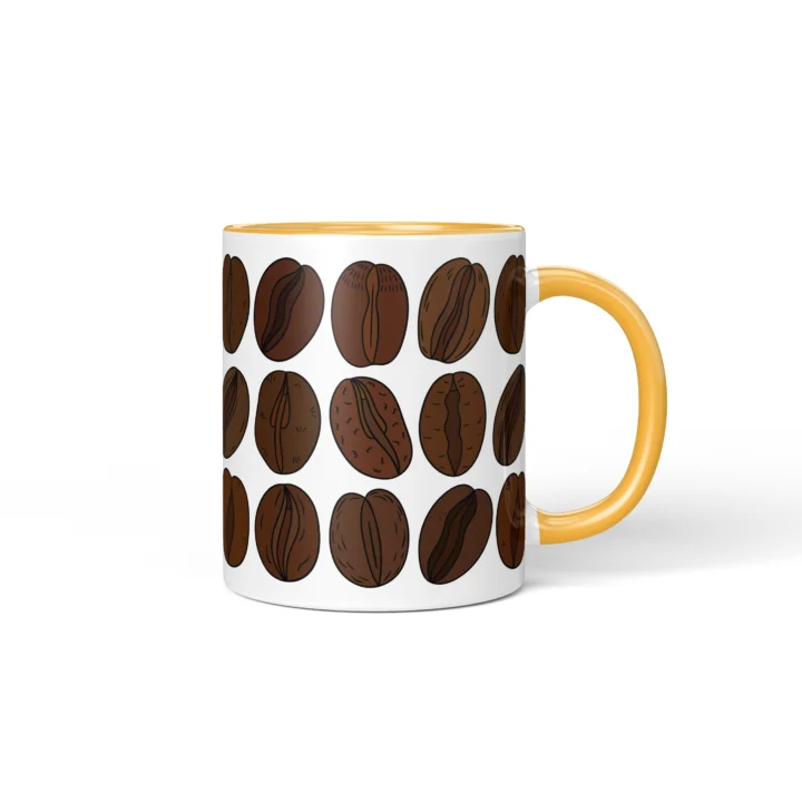Coffee Bean Vagina Mug - Funny Coffee Lover Gift - Golden Yellow mug mockup