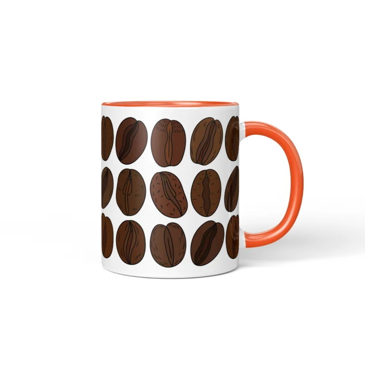 Coffee Bean Vagina Mug - Funny Coffee Lover Gift - Orange mug mockup