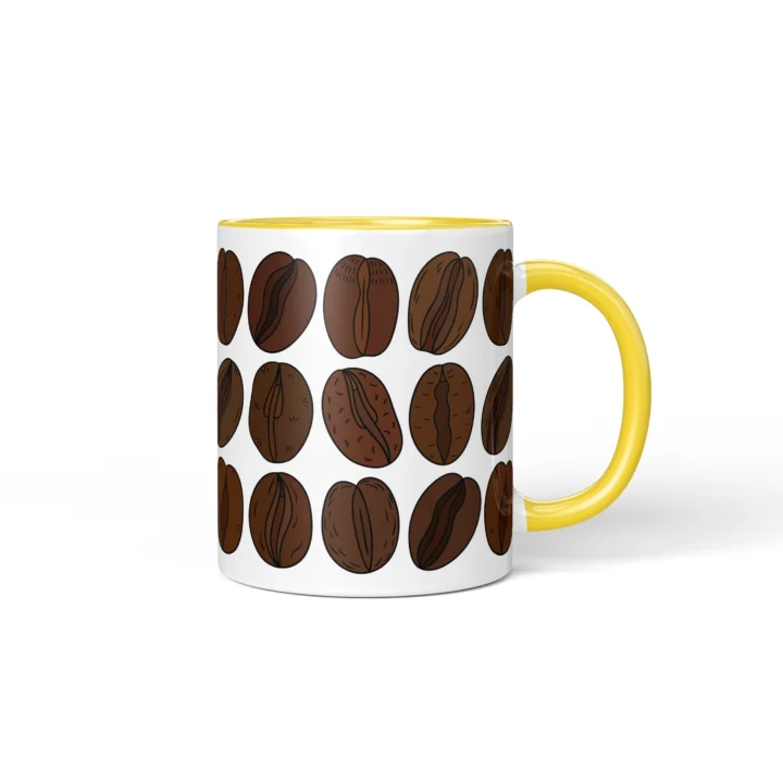 Coffee Bean Vagina Mug - Funny Coffee Lover Gift - Yellow mug mockup