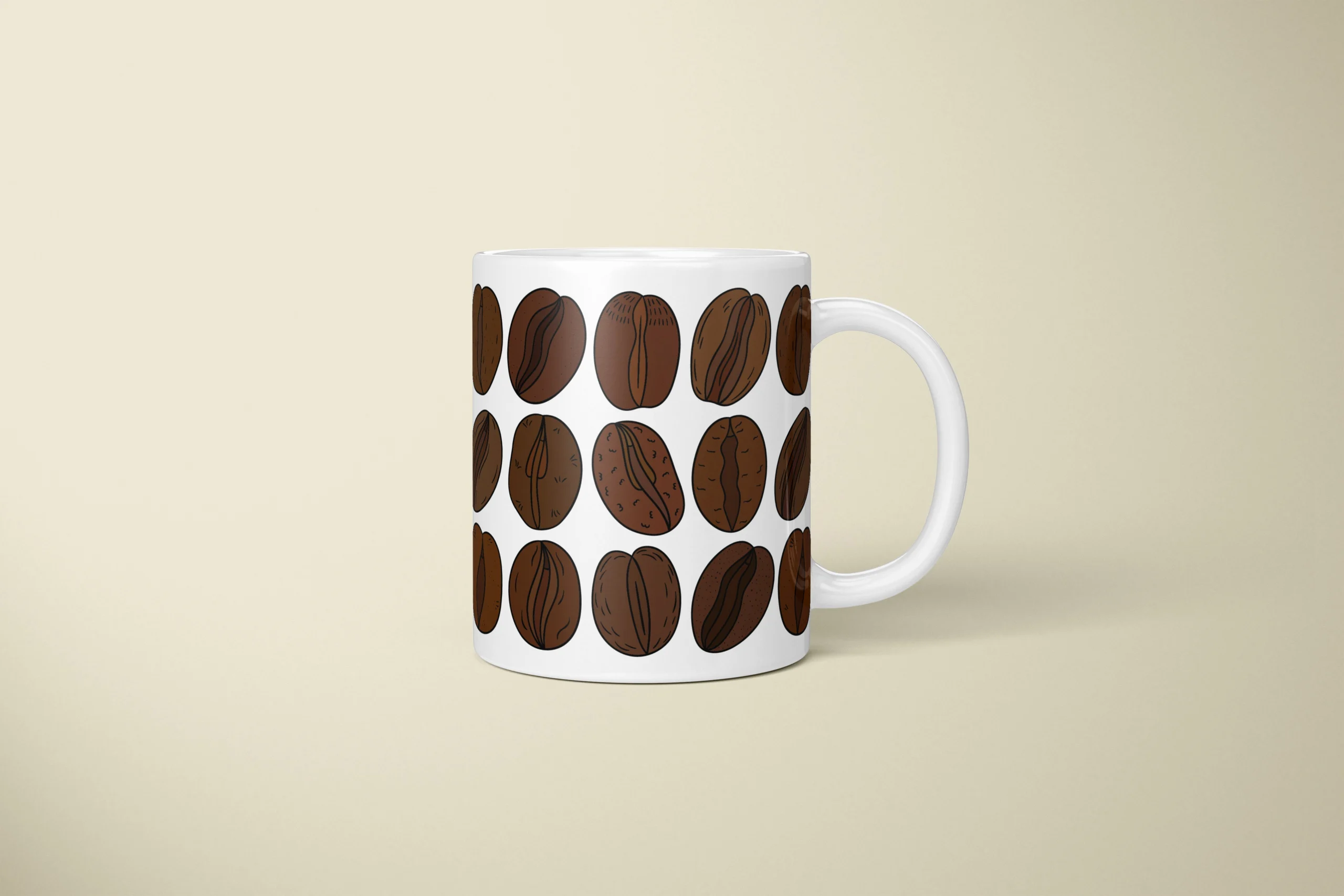 Coffee Bean Vulva Art Mug – Funny Coffee Lover Gift - primary mug mockup