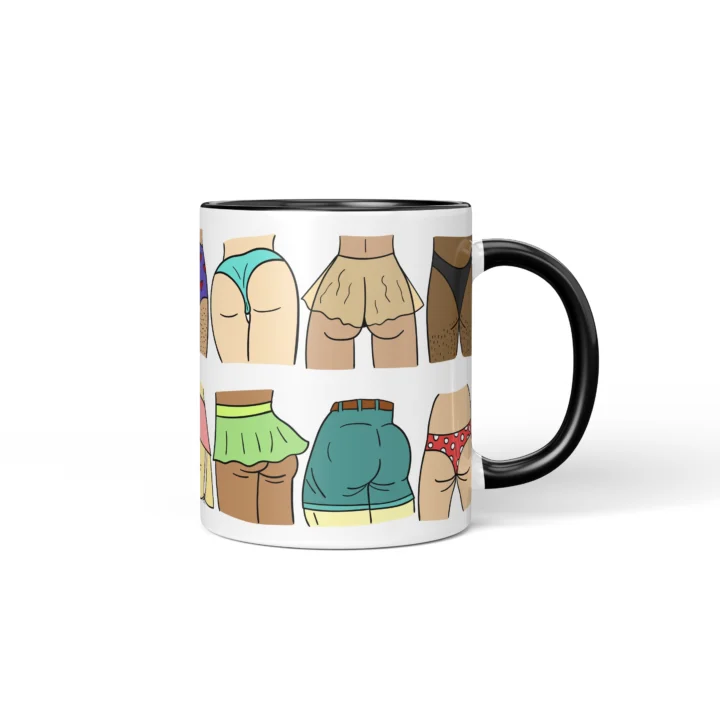 Colorful Butt Mug - Cheeky Body Positive Gift - Black mug mockup