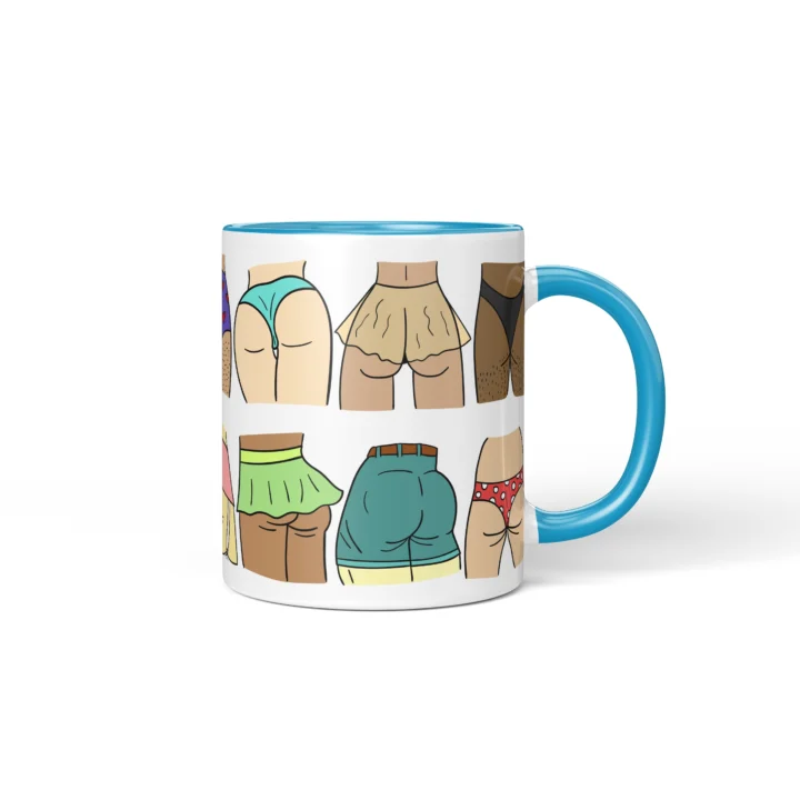 Colorful Butt Mug - Cheeky Body Positive Gift - Blue mug mockup