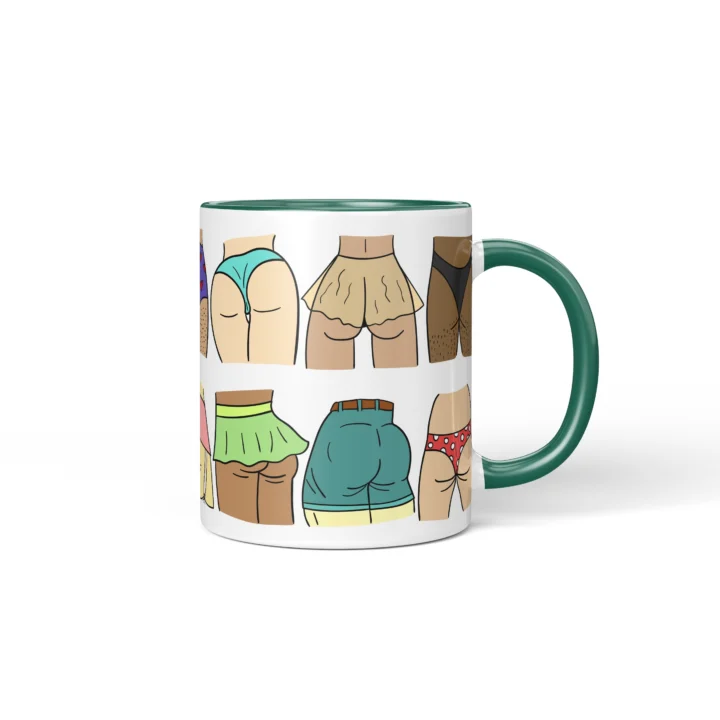 Colorful Butt Mug - Cheeky Body Positive Gift - Dark Green mug mockup