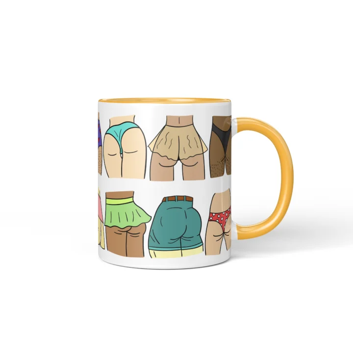 Colorful Butt Mug - Cheeky Body Positive Gift - Golden Yellow mug mockup