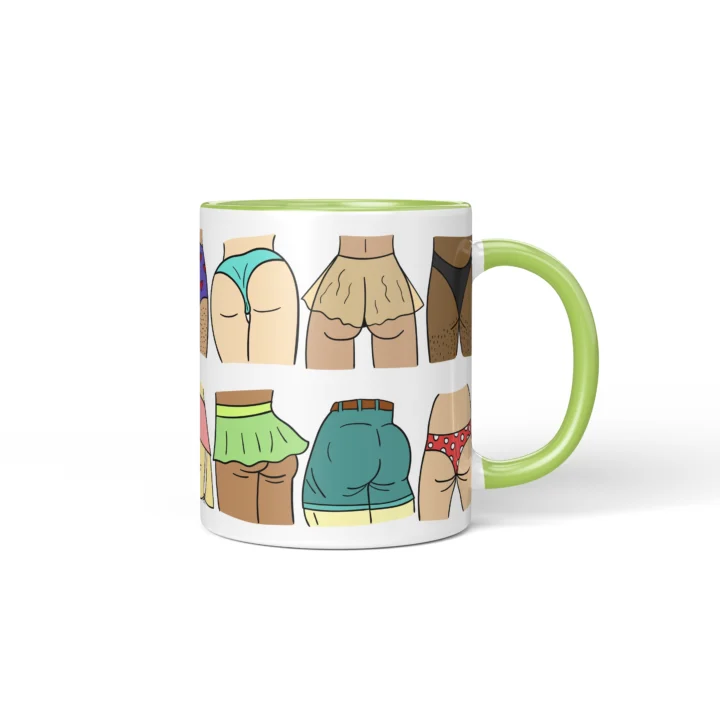 Colorful Butt Mug - Cheeky Body Positive Gift - Green mug mockup