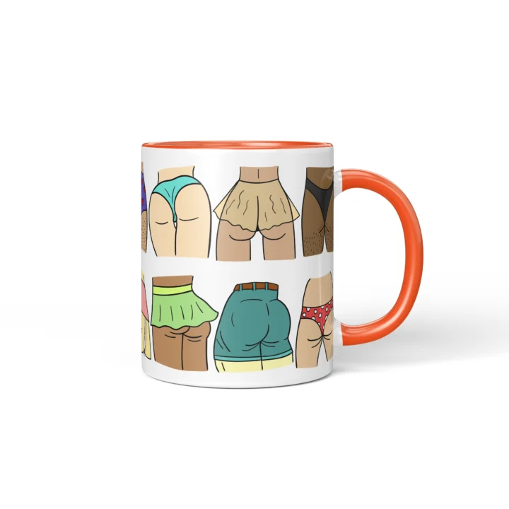 Colorful Butt Mug - Cheeky Body Positive Gift - Orange mug mockup
