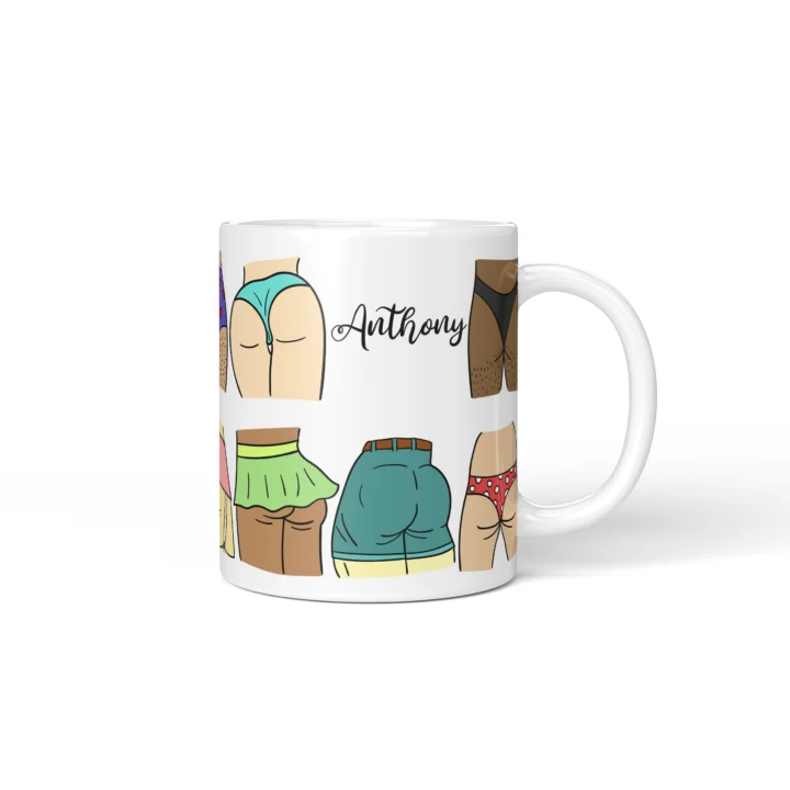 Colorful Butt Mug - Cheeky Body Positive Gift - Personalized 11 oz White mug mockup
