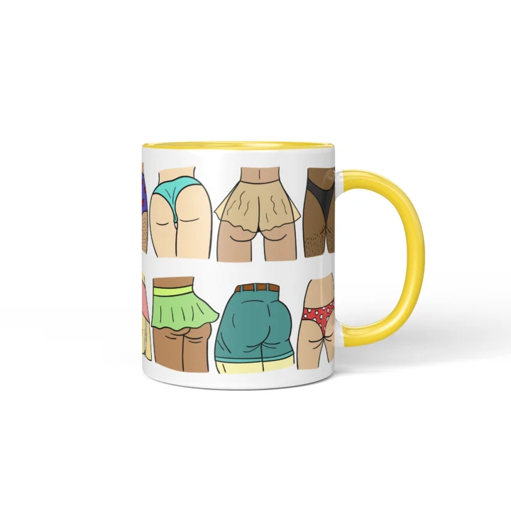 Colorful Butt Mug - Cheeky Body Positive Gift - Yellow mug mockup