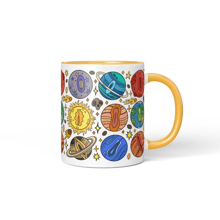 Cosmic Vagina Mug - Funny Space Lover Gift - Golden Yellow mug mockup