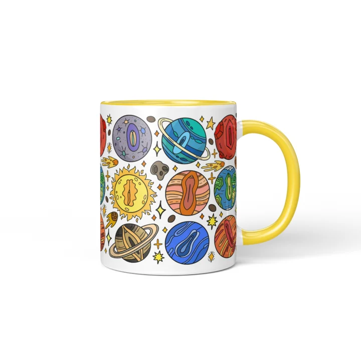 Cosmic Vagina Mug - Funny Space Lover Gift - Yellow mug mockup