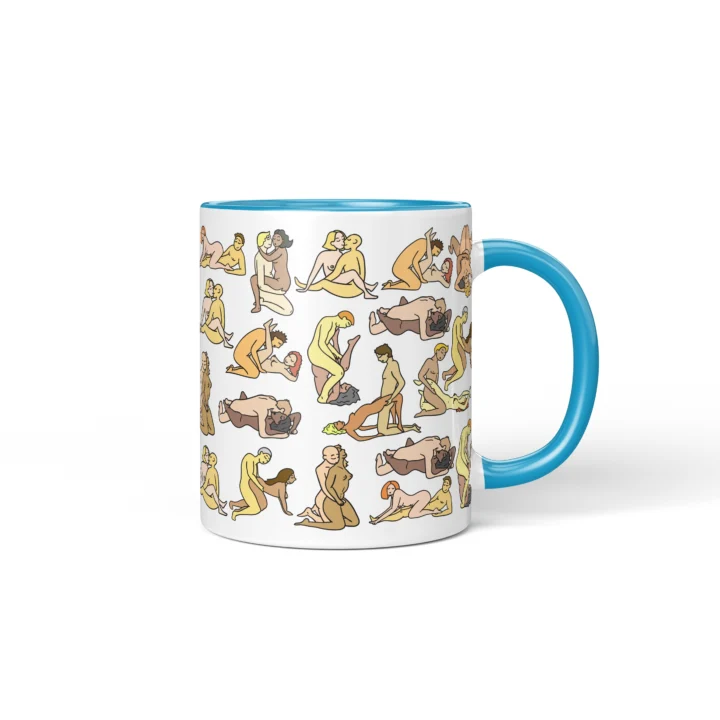 Couple Position Mug - Adults Only Gag Gift - Blue mug mockup