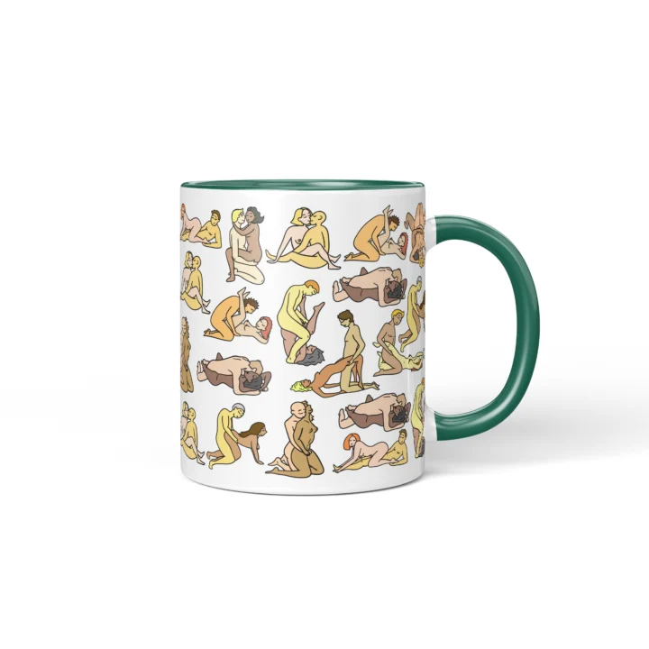 Couple Position Mug - Adults Only Gag Gift - Dark Green mug mockup