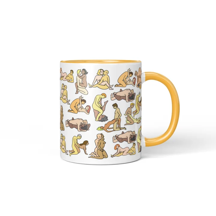 Couple Position Mug - Adults Only Gag Gift - Golden Yellow mug mockup