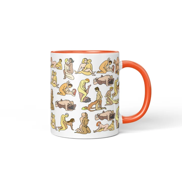 Couple Position Mug - Adults Only Gag Gift - Orange mug mockup