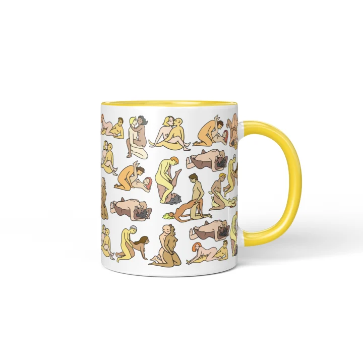 Couple Position Mug - Adults Only Gag Gift - Yellow mug mockup