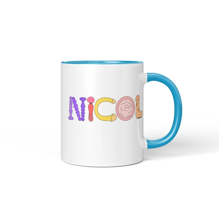 Custom Name Adult Humor Mug - Personalized Naughty Letter Gift - Blue mug mockup