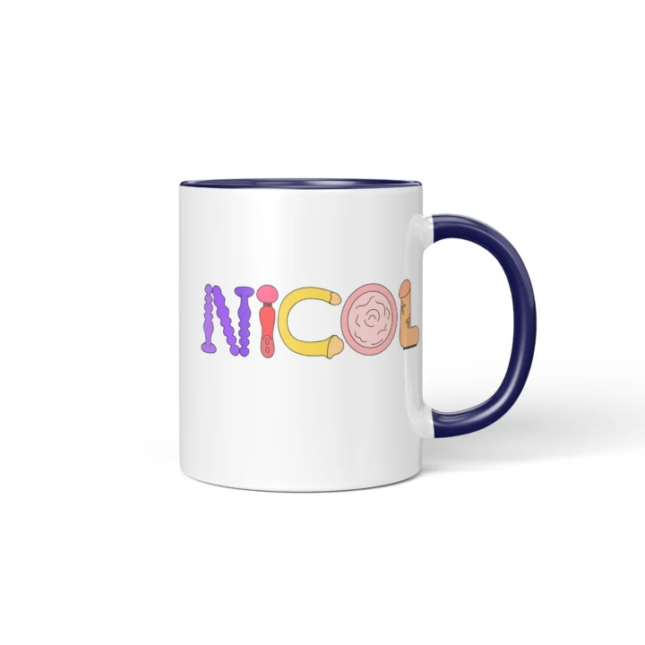 Custom Name Adult Humor Mug - Personalized Naughty Letter Gift - Dark Blue mug mockup