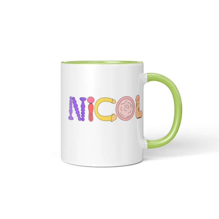 Custom Name Adult Humor Mug - Personalized Naughty Letter Gift - Green mug mockup