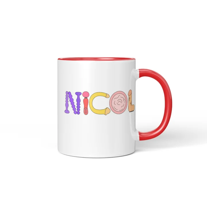 Custom Name Adult Humor Mug - Personalized Naughty Letter Gift - Red mug mockup