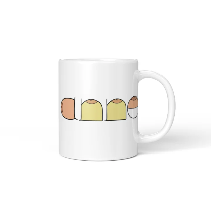Custom Name Boobs Mug – Personalized Cheeky Letter Gift - Personalized 11 oz White mug mockup