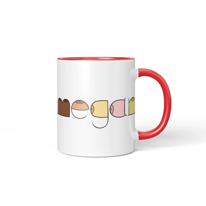 Custom Name Boobs Mug – Personalized Cheeky Letter Gift - Red mug mockup