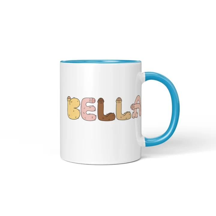 Custom Name Penis Mug - Personalized Letter Gift - Blue mug mockup