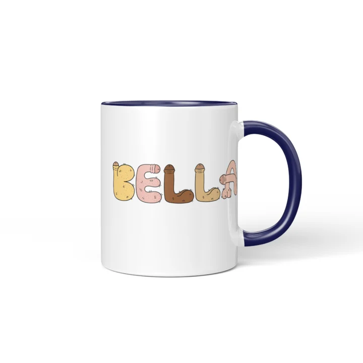 Custom Name Penis Mug - Personalized Letter Gift - Dark Blue mug mockup