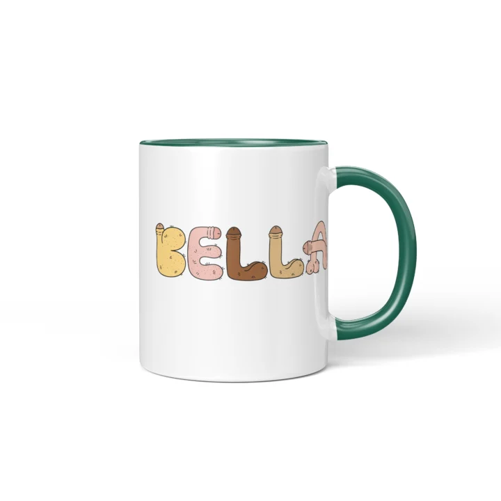 Custom Name Penis Mug - Personalized Letter Gift - Dark Green mug mockup