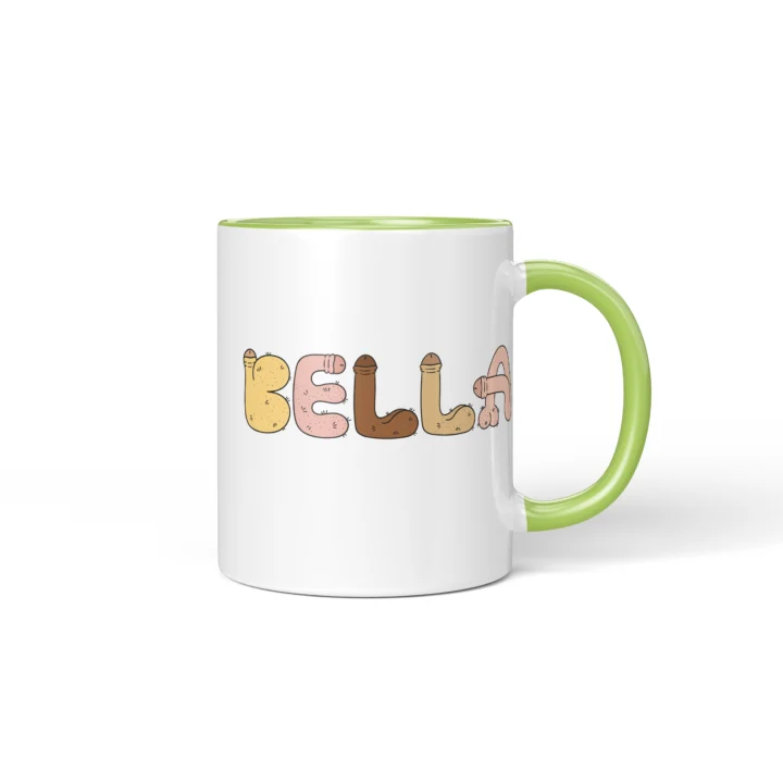 Custom Name Penis Mug - Personalized Letter Gift - Green mug mockup