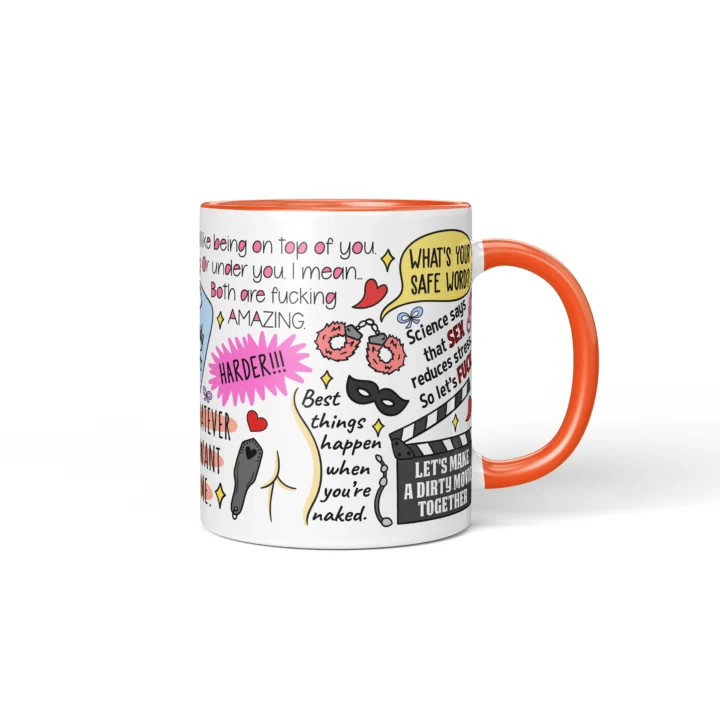 Dirty Couple Quotes Mug - Adults Only Gift - Orange mug mockup