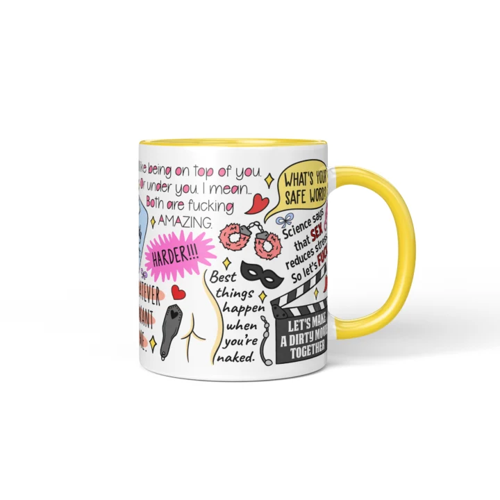 Dirty Couple Quotes Mug - Adults Only Gift - Yellow mug mockup