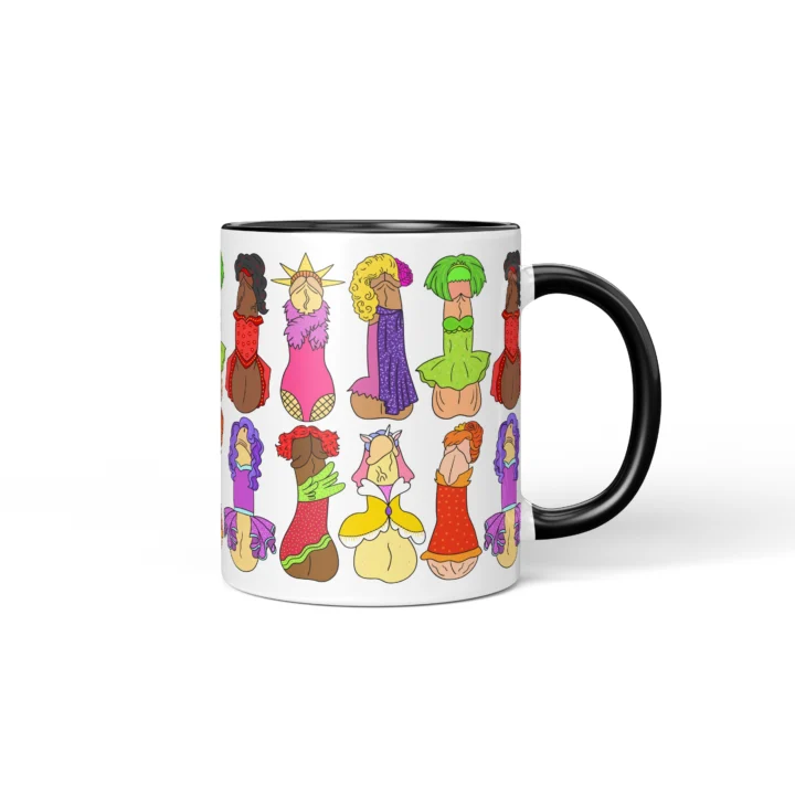 Drag Queen Penis Mug - Campy Pride Humor Gift - Black mug mockup