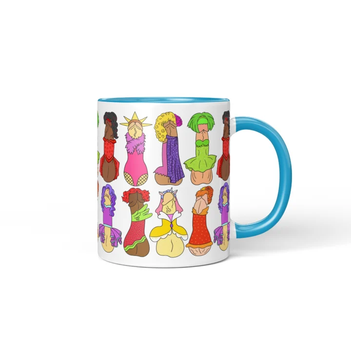 Drag Queen Penis Mug - Campy Pride Humor Gift - Blue mug mockup