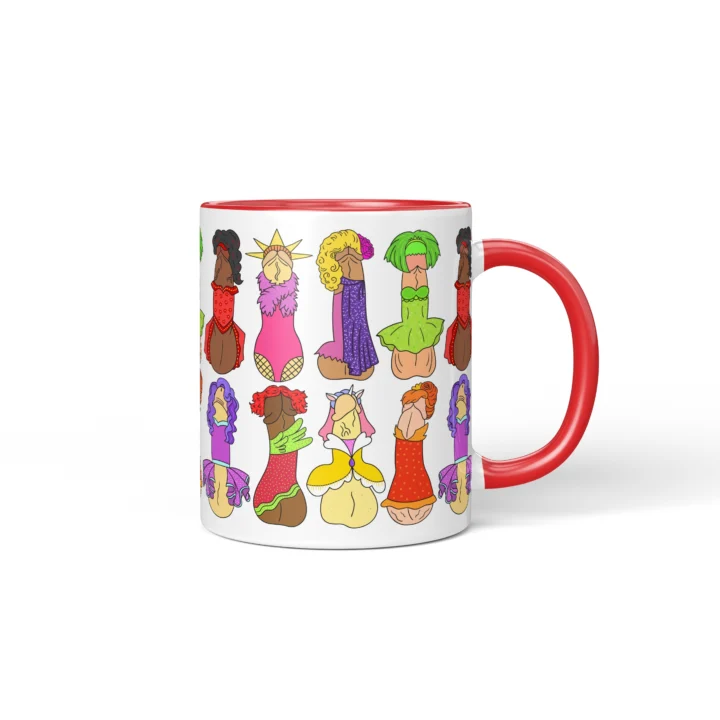 Drag Queen Penis Mug - Campy Pride Humor Gift - Red mug mockup