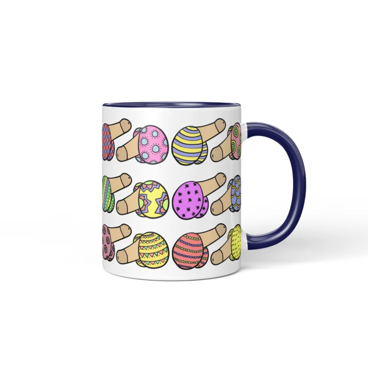 Easter Penis Mug - Rude Spring Basket Gift - Dark Blue mug mockup
