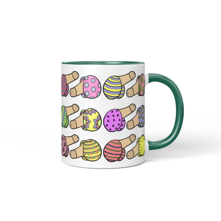 Easter Penis Mug - Rude Spring Basket Gift - Dark Green mug mockup
